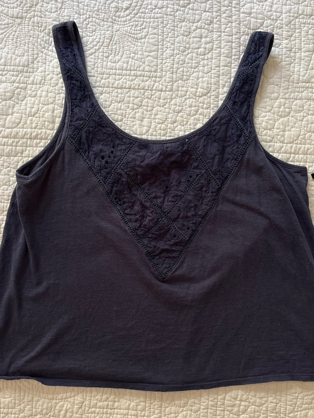 Women's Blue Lace Panel Tank Top